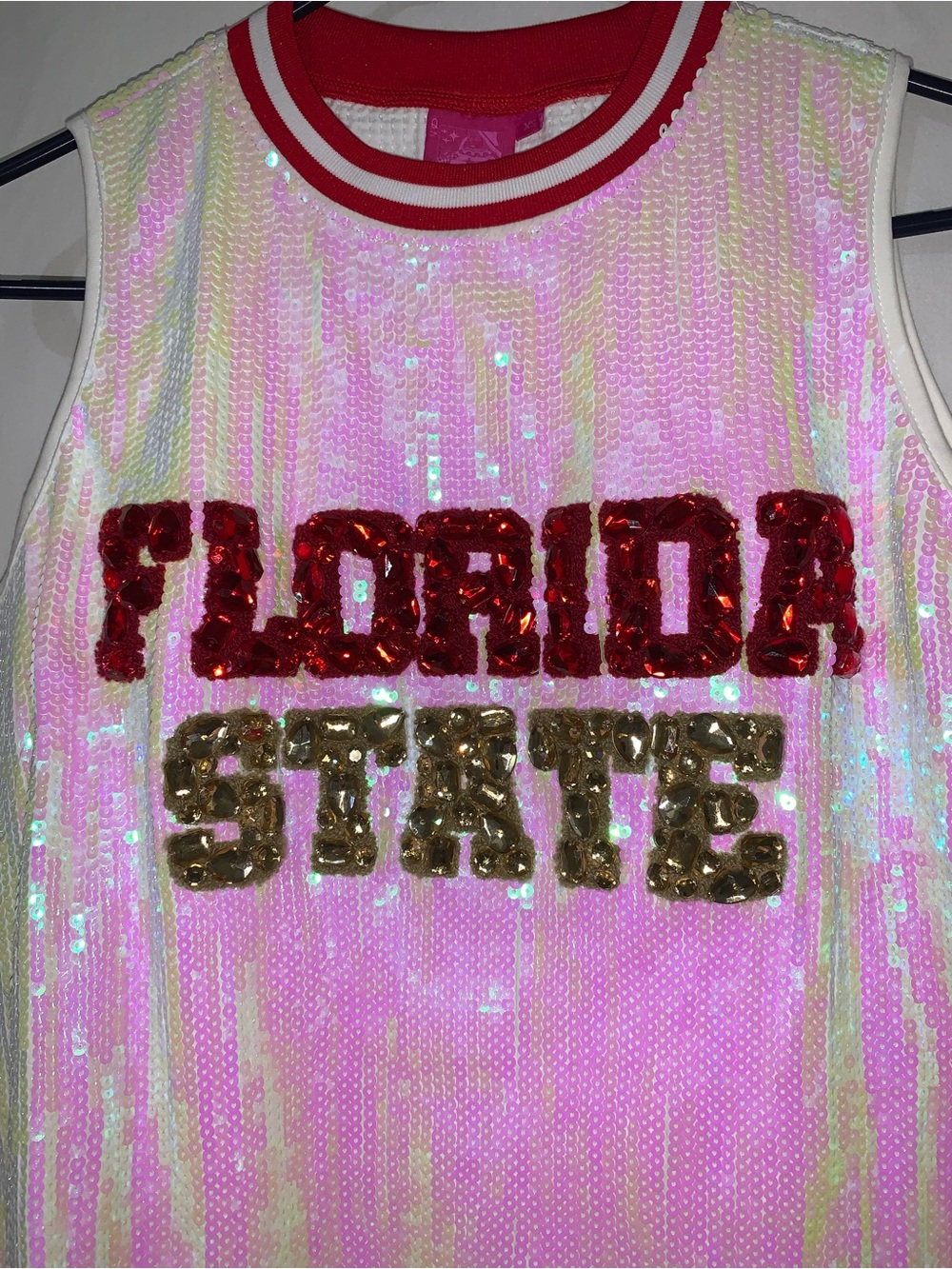 Nwot Queen Of Sparkles Game Day Jersey Dress Iridescent Sequin Xs View 4